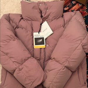 Aritzia Wilfred Cloud Puff Dusty Taupe Mauve Puffer Coat | Small